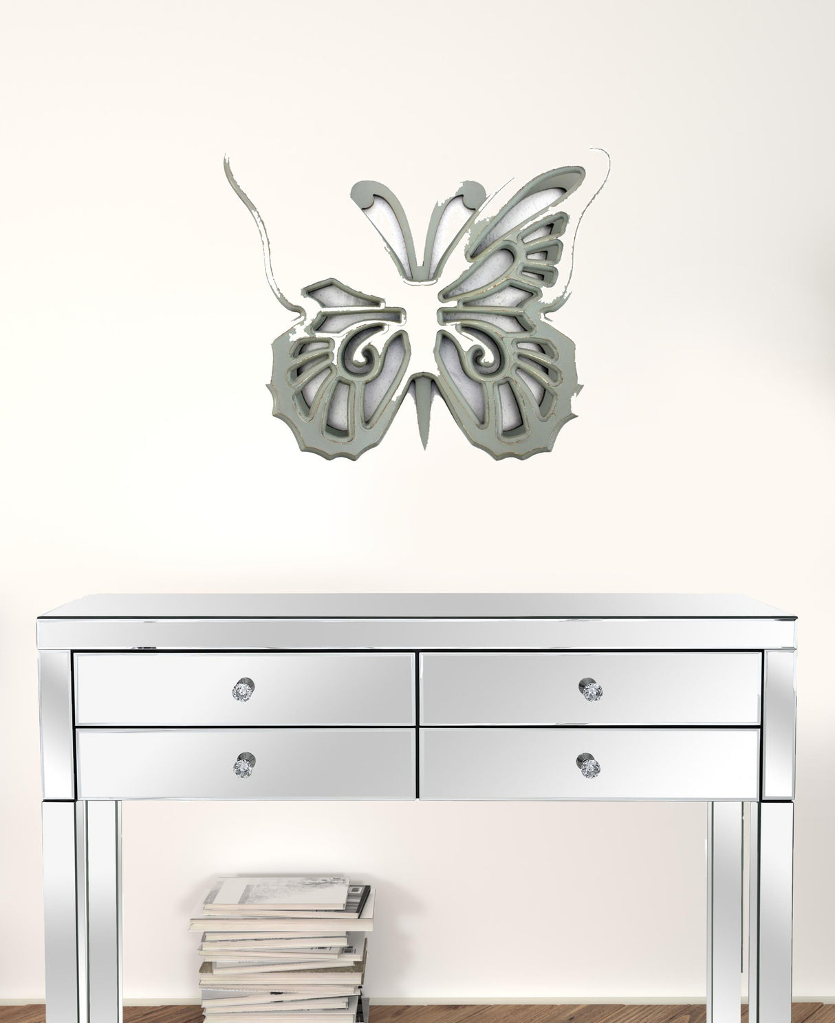 23" X 19" X 4" Gray Rustic Butterfly Wooden  Wall Decor