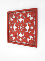 Red Flower Wood Hanging Dimensional Sculpture