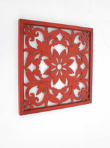 Red Flower Wood Hanging Dimensional Sculpture