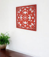 Red Flower Wood Hanging Dimensional Sculpture