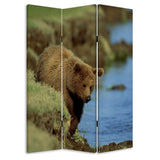 48" X 72" Multi Color Wood Canvas Bear  Screen