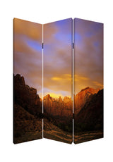 48 X 72 Multi Color Wood Canvas Desert  Screen