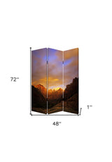 48 X 72 Multi Color Wood Canvas Desert  Screen