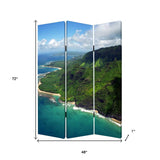 48 X 72 Multi Color Wood Canvas Palm Tripical  Screen