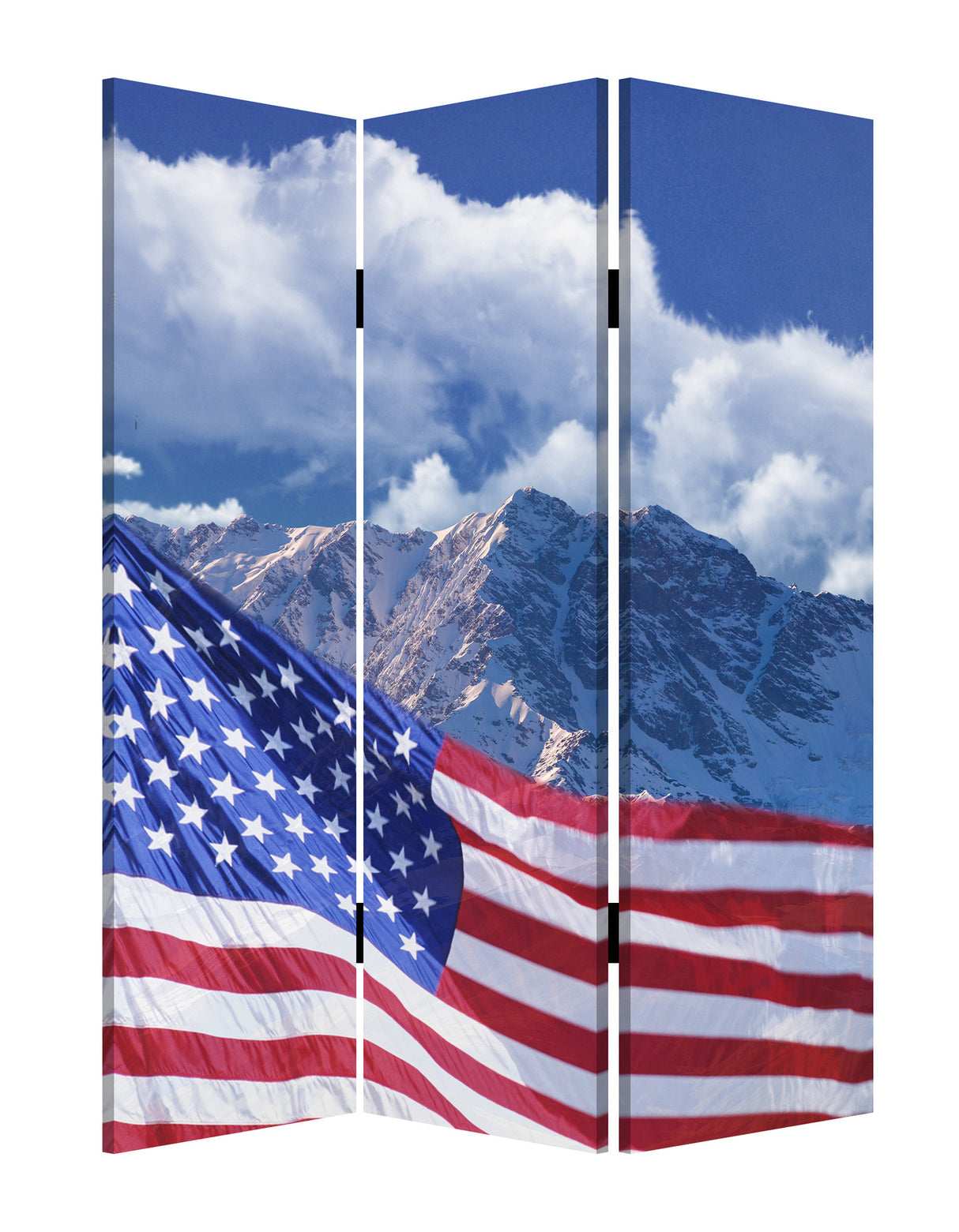 48 X 72 Multi Color Wood Canvas Model American Flag  Screen