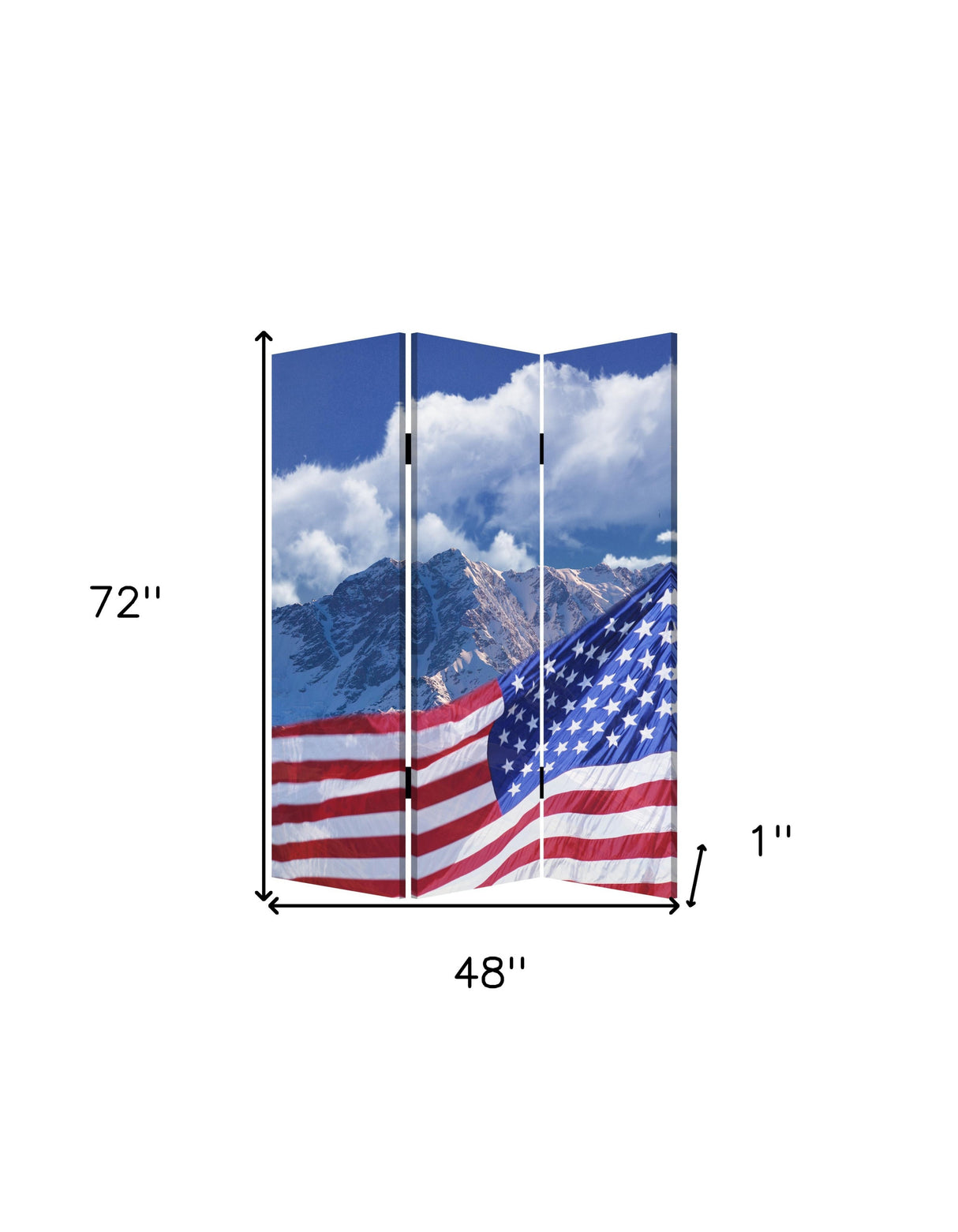 48 X 72 Multi Color Wood Canvas Model American Flag  Screen