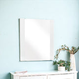 41" White Mdf  Glass  And Veneer Mirror