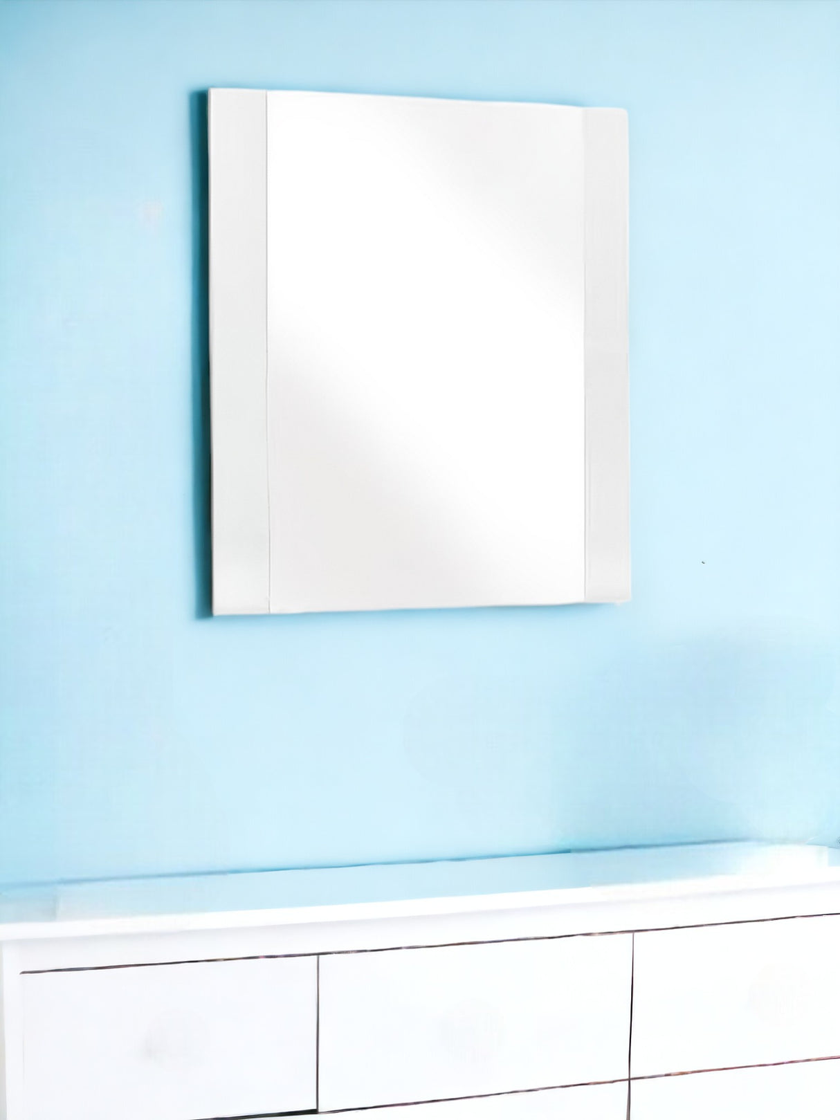 41" White Framed Dresser Mirror