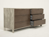 30" Dark Walnut Veneer  Steel  And Concrete Dresser With 6 Drawers