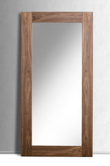79" Walnut Mdf  Veneer  And Glass Mirror