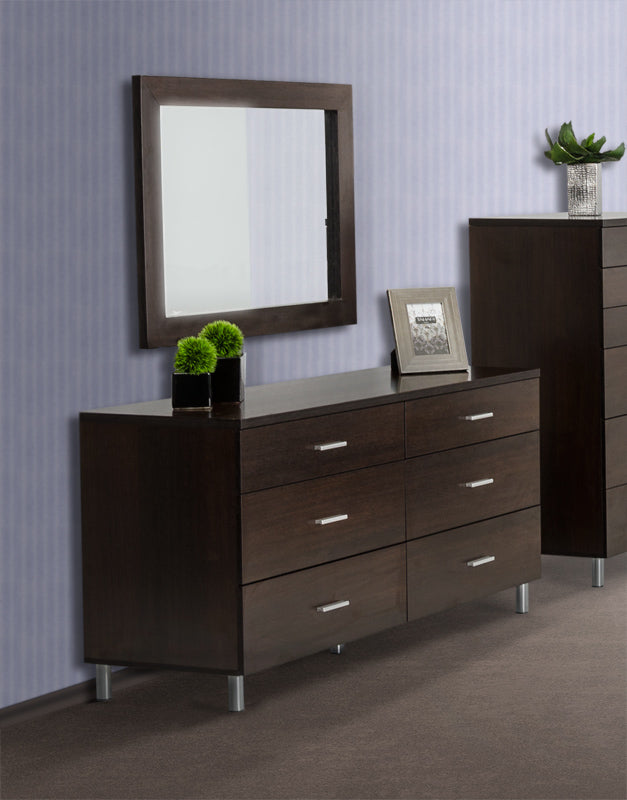 39" Ebony Square Wood Framed Dresser Mirror