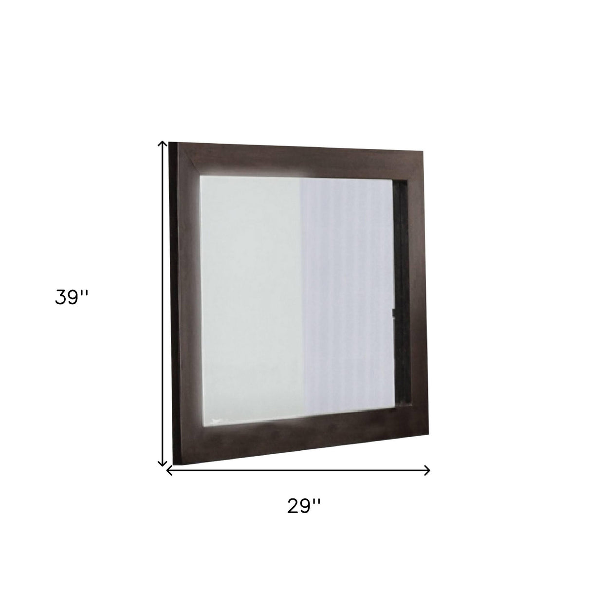 39" Ebony Square Wood Framed Dresser Mirror