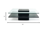 14" Oak Mdf  Glass  And Veneer Coffee Table