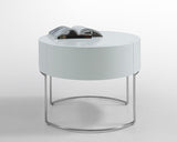 16" White Lacquer Stainless Steel Nightstand