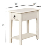 23" White Solid Wood End Table With Drawer And Shelf