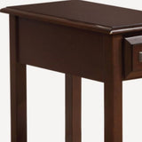 23" Brown Solid Wood End Table With Drawer And Shelf