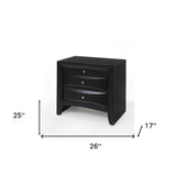 25" Dark Brown Three Drawer Nightstand