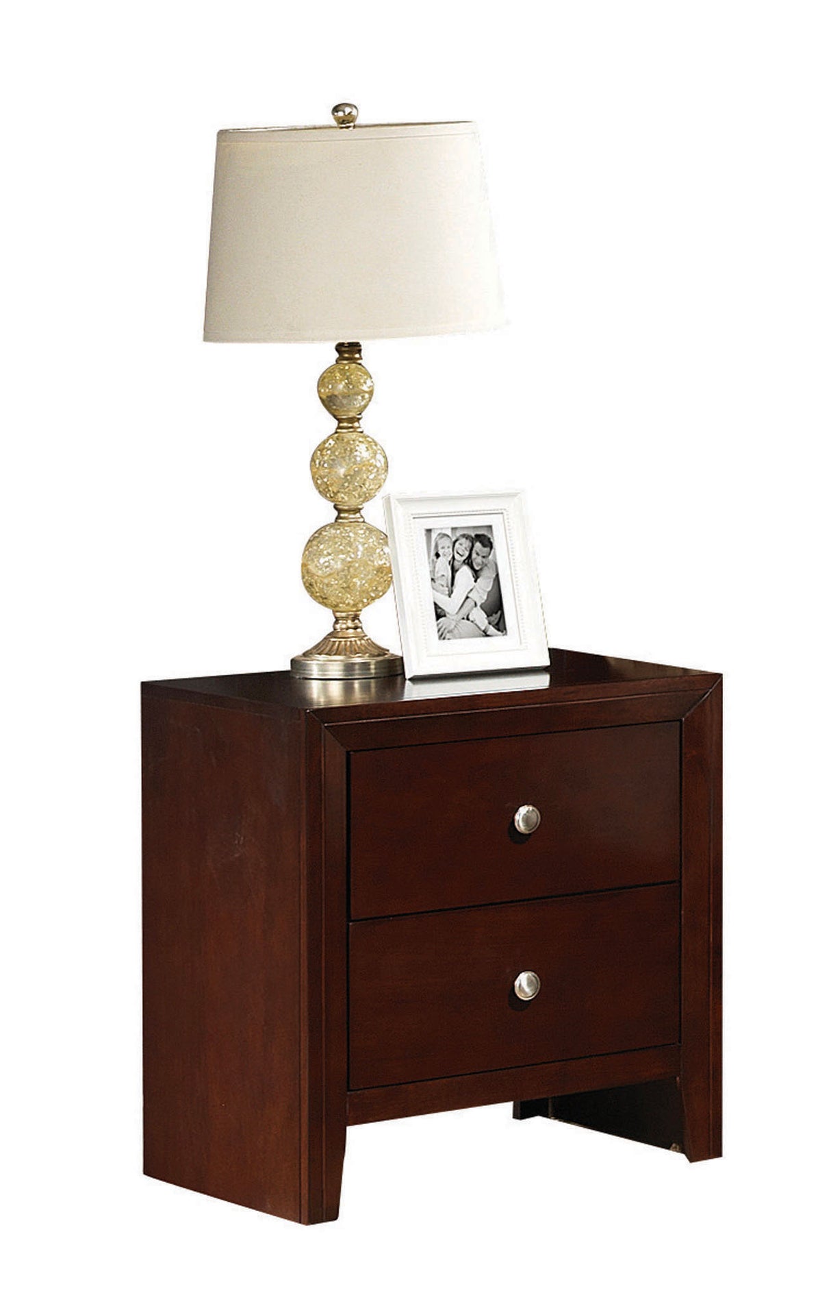 24" Brown Two Drawers Nightstand