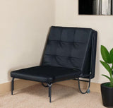 75" Black Faux Leather Tufted Convertible Chair