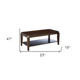 Set of 3 23" Solid Wood Brown Coffee Table With Shelf and End Tables