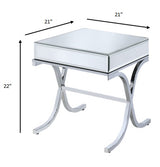 22" Silver And Clear Glass Square Mirrored End Table