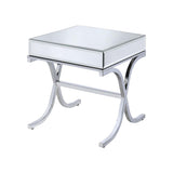 22" Silver And Clear Glass Square Mirrored End Table