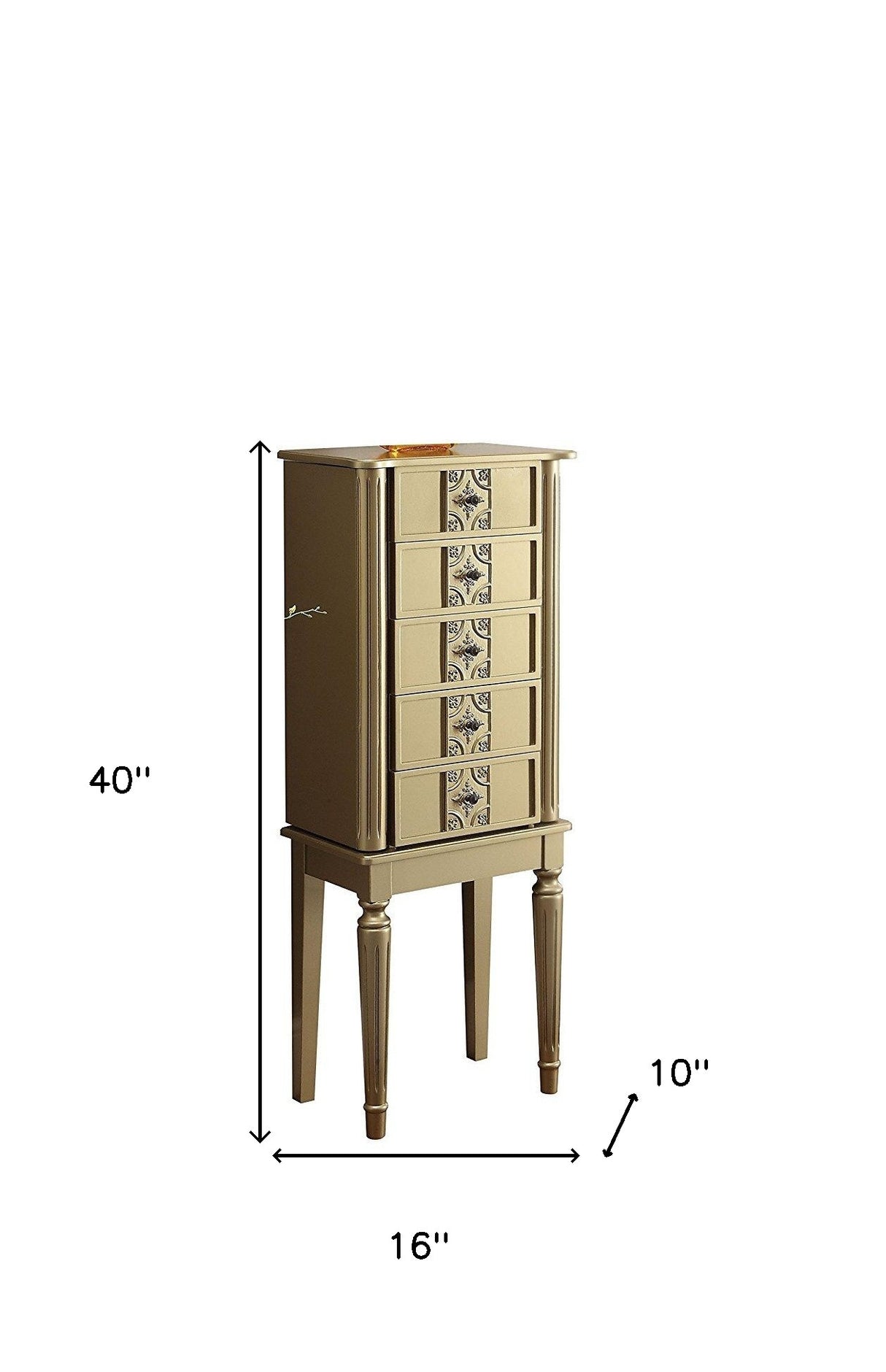 40" Silver 5 Mirrored Nightstand