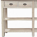 60" Cream Console Table With Shelves And Drawers