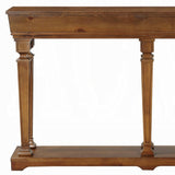 72" Oak Solid and Manufactured Wood Floor Shelf Console Table With Shelves