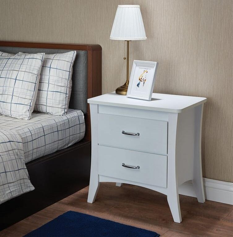 25" White Two Drawers Nightstand