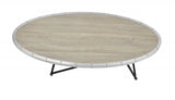 46" Natural And Black Iron Round Coffee Table