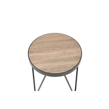 18" Black And Brown Solid Wood Round End Table