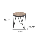 18" Black And Brown Solid Wood Round End Table