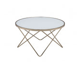 34" X 34" X 18" Frosted Glass Champagne Coffee Table