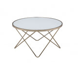 34" X 34" X 18" Frosted Glass Champagne Coffee Table