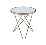 22" Brass And Clear Glass And Iron Round End Table