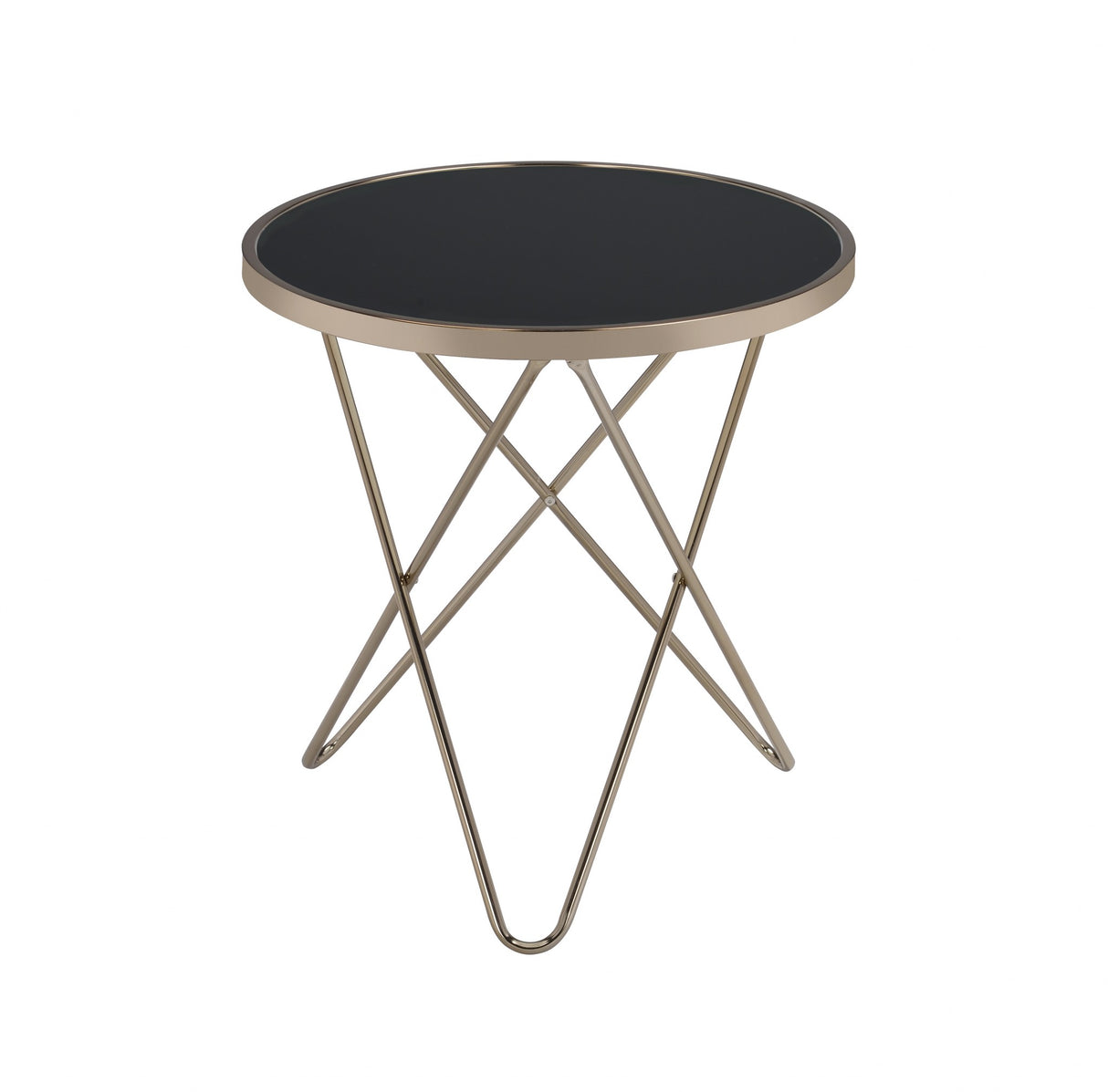 22" Brass And Clear Glass And Iron Round End Table