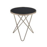 22" Brass And Clear Glass And Iron Round End Table