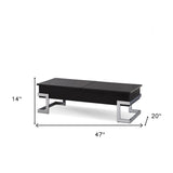 47" White And Silver Metal Lift Top Coffee Table