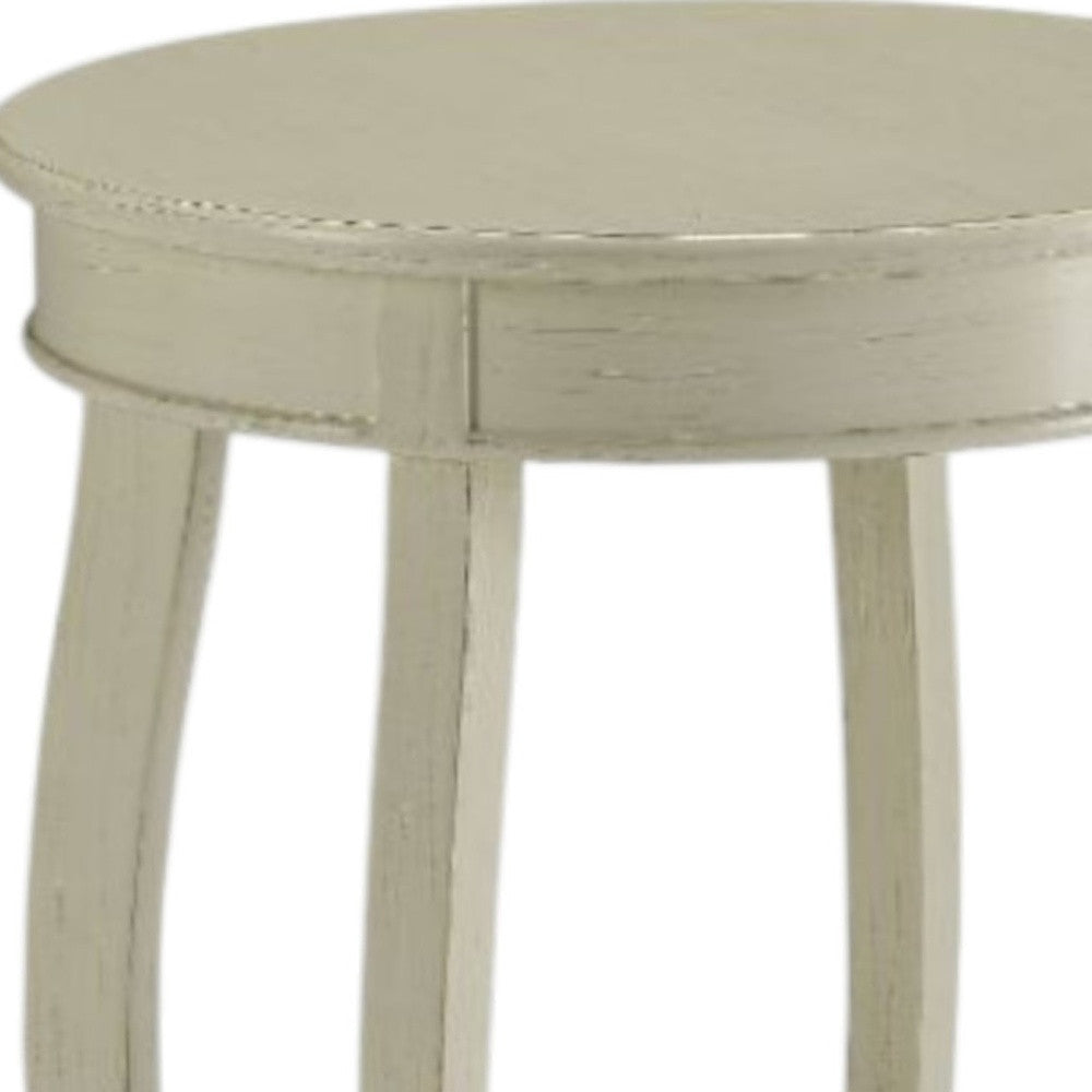 24" White Solid Wood Round End Table With Shelf