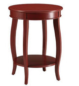 24" Teal Blue Solid Wood Round End Table With Shelf