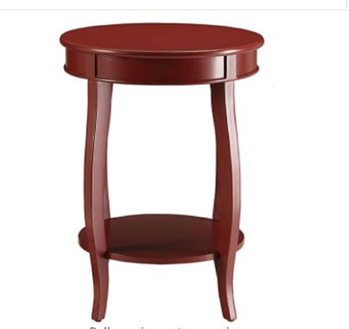 24" Teal Blue Solid Wood Round End Table With Shelf