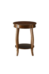 24" Brown Solid Wood Round End Table With Shelf