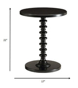 22" Black Solid Wood Round End Table