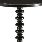 22" Black Solid Wood Round End Table