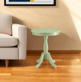 Light Green Solid Wooden Pedestal Side Table