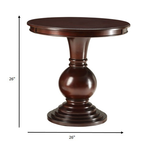 26" Brown Solid Wood Round End Table