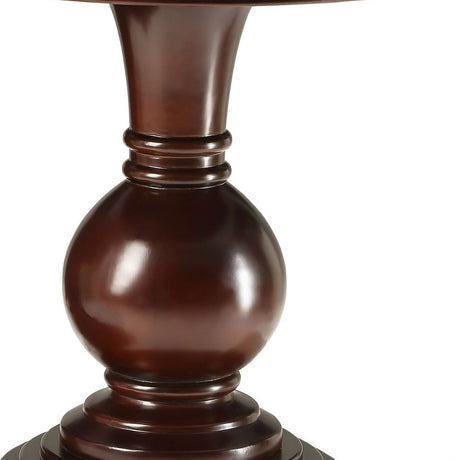 26" Brown Solid Wood Round Pedestal End Table