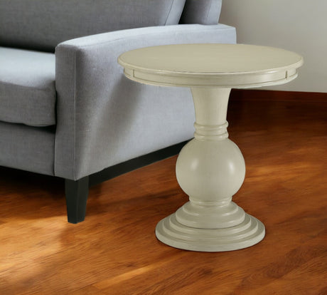 26" White Solid And Manufactured Wood Round End Table