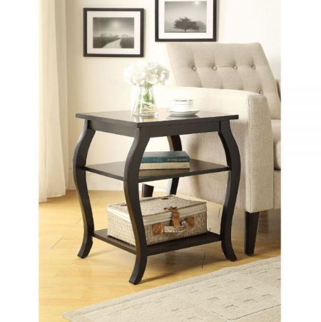 Black Finish Bow Leg Square End Table